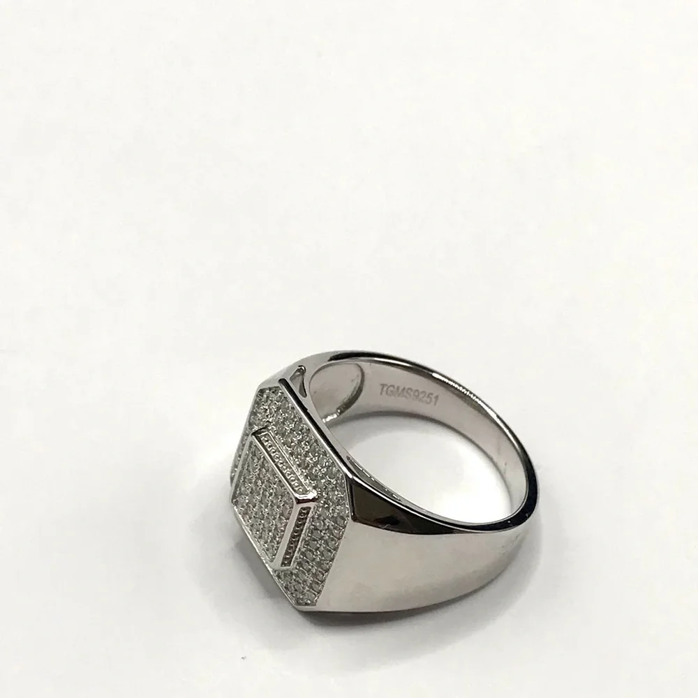 925 Sterling Silver Pavé Square Men’s Ring 1.50CT MOISSANITE Size 9
